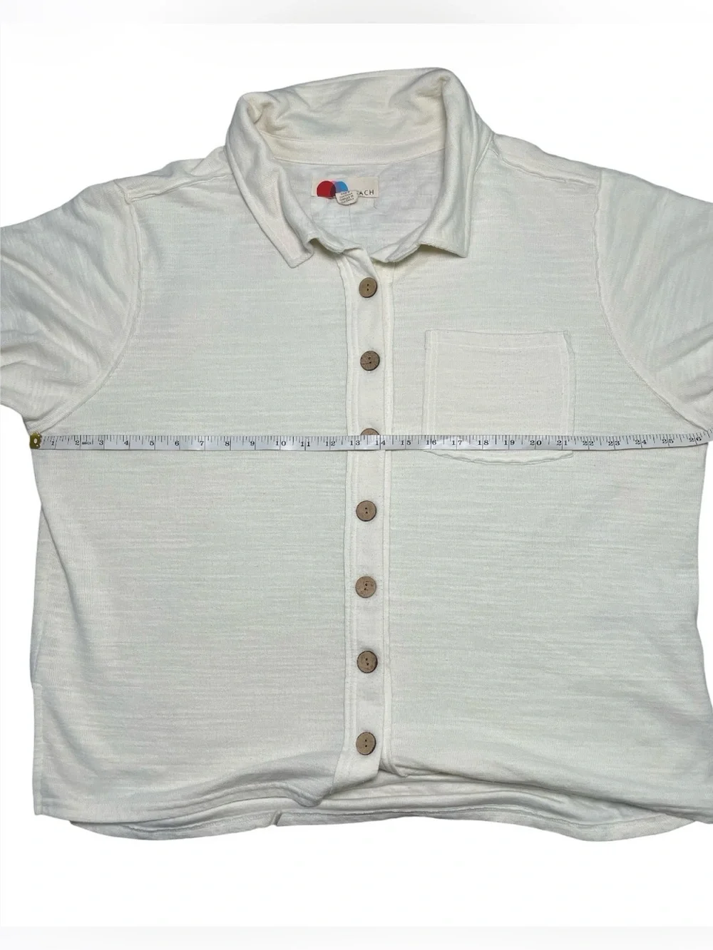 Cream Button-Front Collared Shirt Jacket - Picture 6 of 8